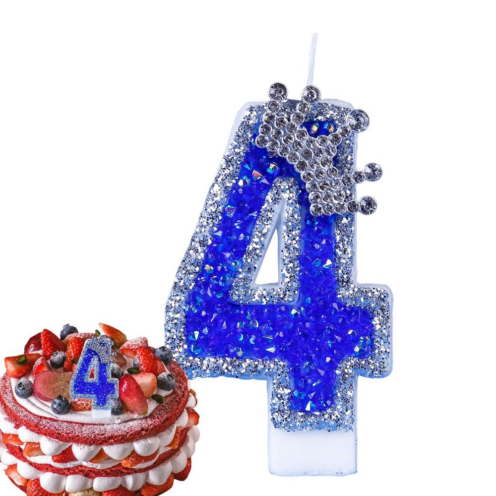 Blue Birthday Candles Glitter Blue Candles For Cake 3D Shape Cake Topper Decoration For Weddings Reunions Theme Parties