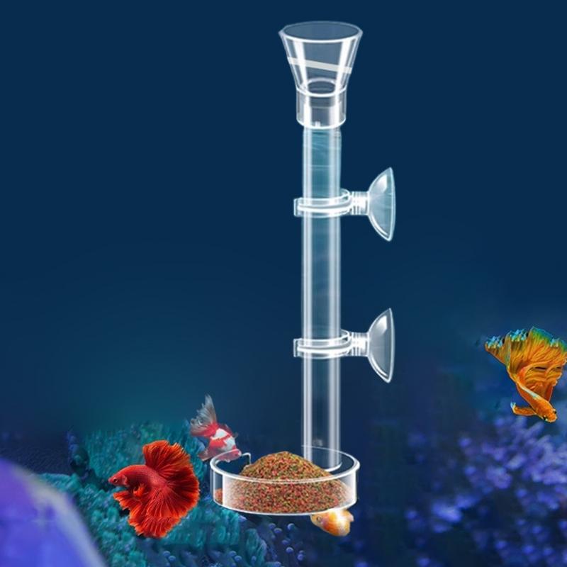 Automatic Fish Feeder Directional Acrylic Clear Suction Cup Dispenser For Vacation Feeding Turtle Shrimp Home Fish Tank