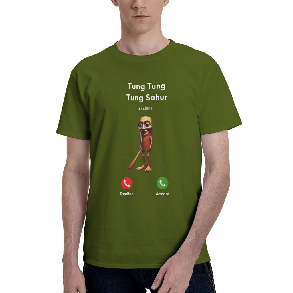 Tung Tung Tung Sahur Is Calling Meme T Shirt for Men Pure Cotton Vintage T-Shirts O Neck  Tees Short Sleeve Clothes Plus Size