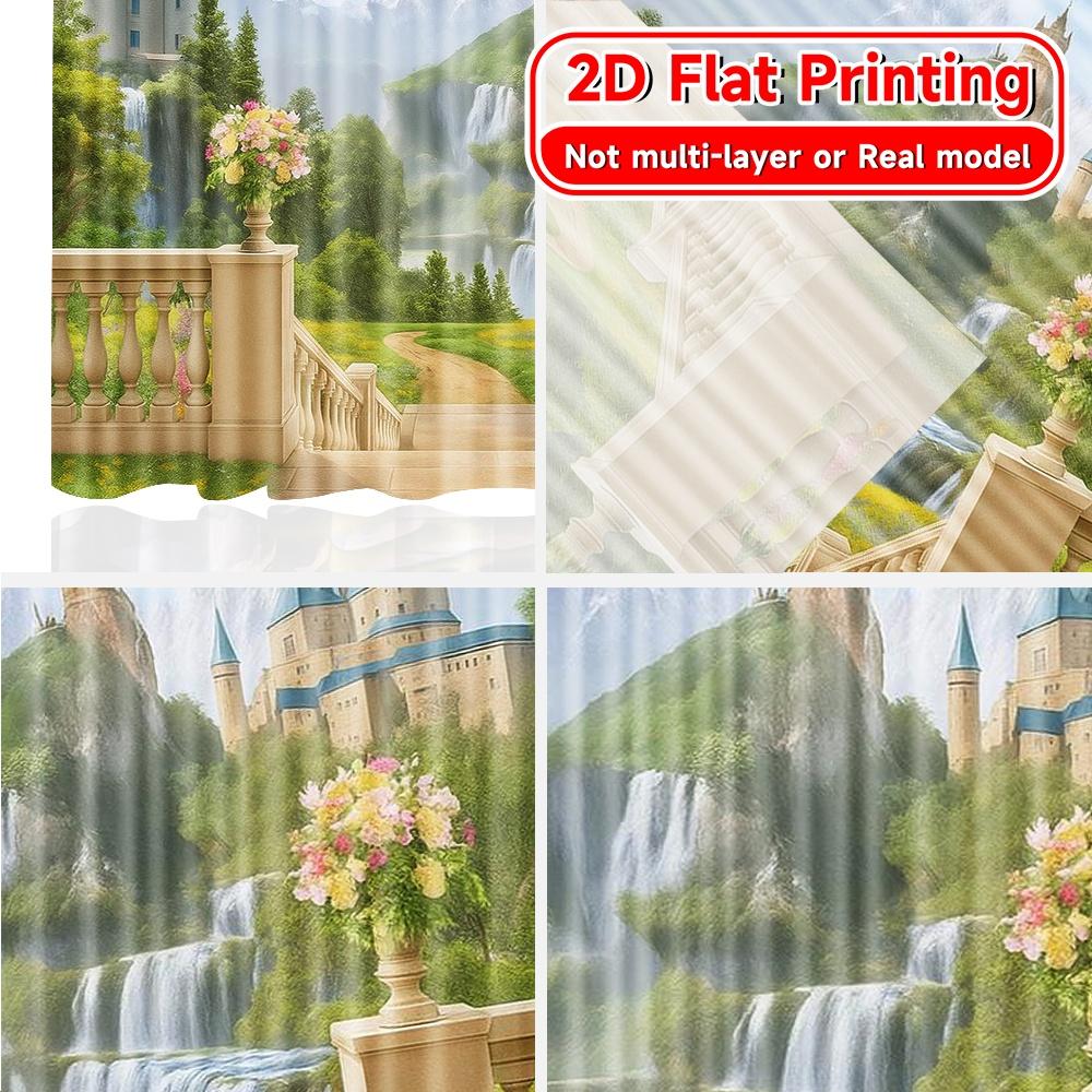 2pcs   2D FLAT PRINTING Curtains (Without Rod) Enchanted Castle Holiday Halloween Christmas Printed Curtains Versatile Fabric
