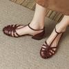 Fashion Women Casual Sandals High Heels Shoes Woman Summer 2025 Trend Elegant Hollow Loafers Dress Soft Leather Shallow Sandalias Mujer