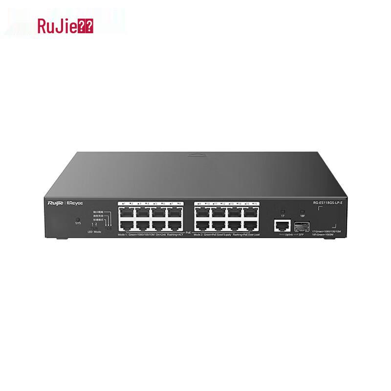 

Ruijie RG-ES118GS-LP-E 16-Port Gigabit PoE Switch