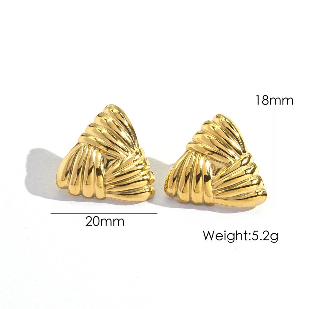 CARLIDANA Hot Selling Stainless Steel Jewelry Fashion Gold Plated Earrings Stripe Wrapped Triangular Square Earrings Women