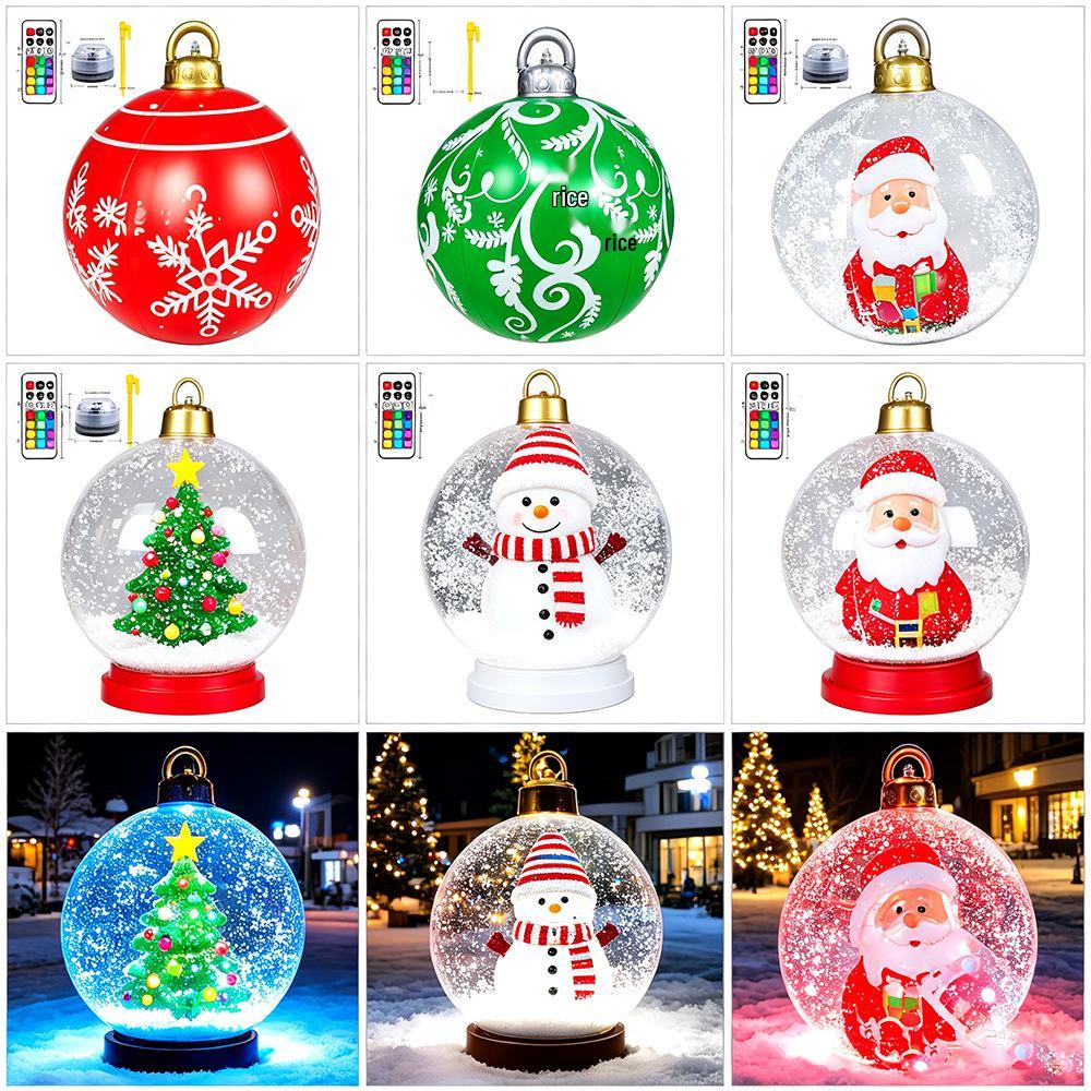 Inflatable Christmas Ball Set: Luminous Outdoor Decor with Cartoon Transparent Balls & Tree