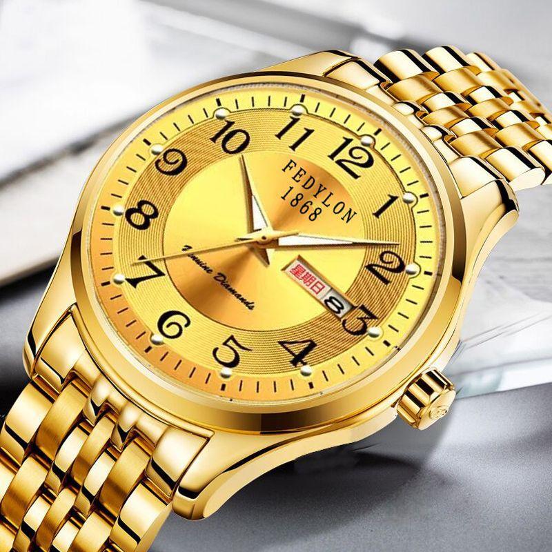 Herren Leuchtende Uhr Kalender Groß Digital Stahlband Solide Woche Mode Business Uhr Nicht-mechanische Uhr