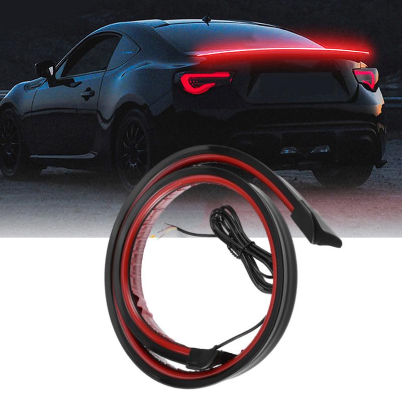 120cm Car Led Spoiler Light Third Brake Light Driving Turn Signal Warning Stop Lamp Carbon Fiber Rear Spoiler LED Strip 12V