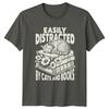 Easily Distracted By Cats And TShirt Bookworm Reader