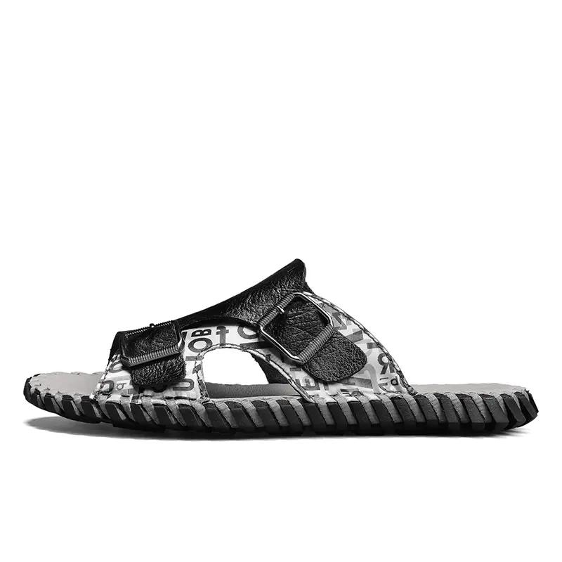 

New Men s Slippers Casual Lightweight Open Toe Anti Slip Sandals Summer Daily Comfortable Large Size Shoes Pantoufles Homme 38 чёрный