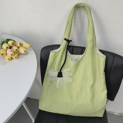 Fairy Style Pleated Canvas Shoulder Bag - Large Capacity for Students