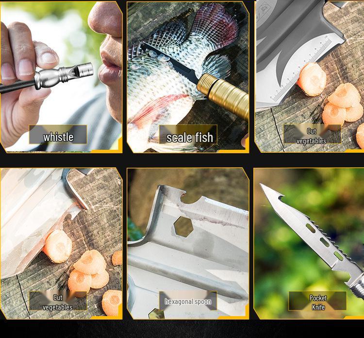 Lang Shen Multifunctional German Steel Entrenching Tool: Outdoor Self-Defense, Folding Shovel for Fishing and Military Use