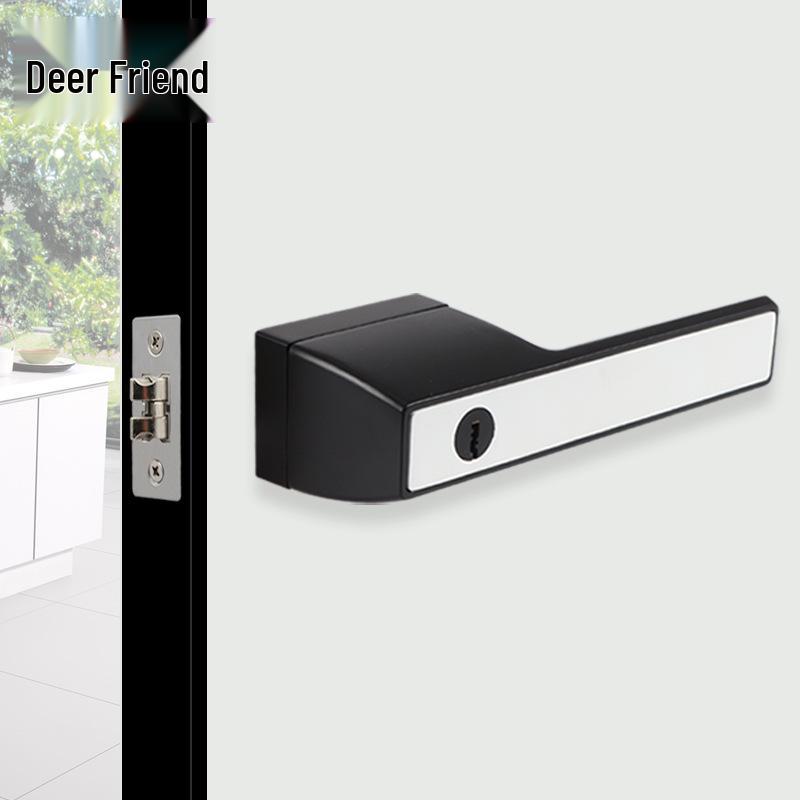 Minimalist Silent Black & White Magnetic Bedroom Door Lock – Eco-Friendly Indoor Wooden Lock for Hotel Rooms