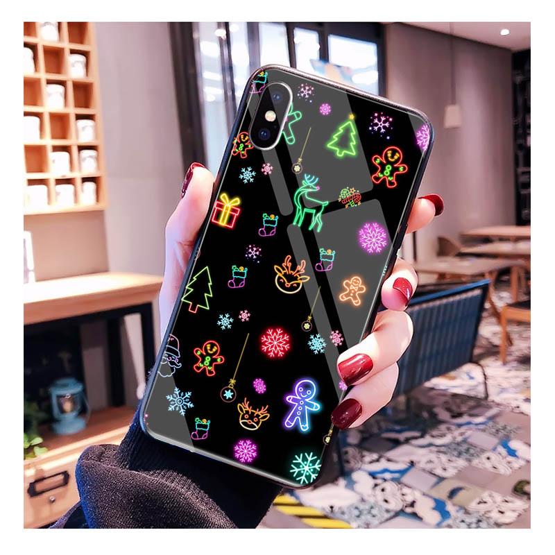 Glass Phone Case For iPhone 17 Pro Max Air 17 16 15 14 13 Pro Max 15 16 Pro 15Plus Christmas Tree Light