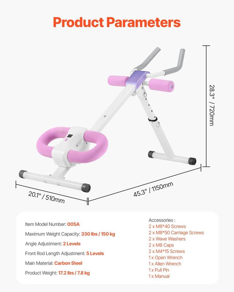 AB Workout Machine Equipment Home Gym Core Abdominal Trainers Adjustable