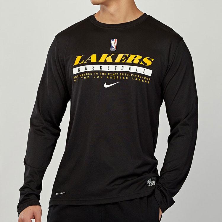 Nike Nba Letter Print Basketball Sport Crew Neck Long Sleeve T-Shirt Men Tops Black CK8319-010
