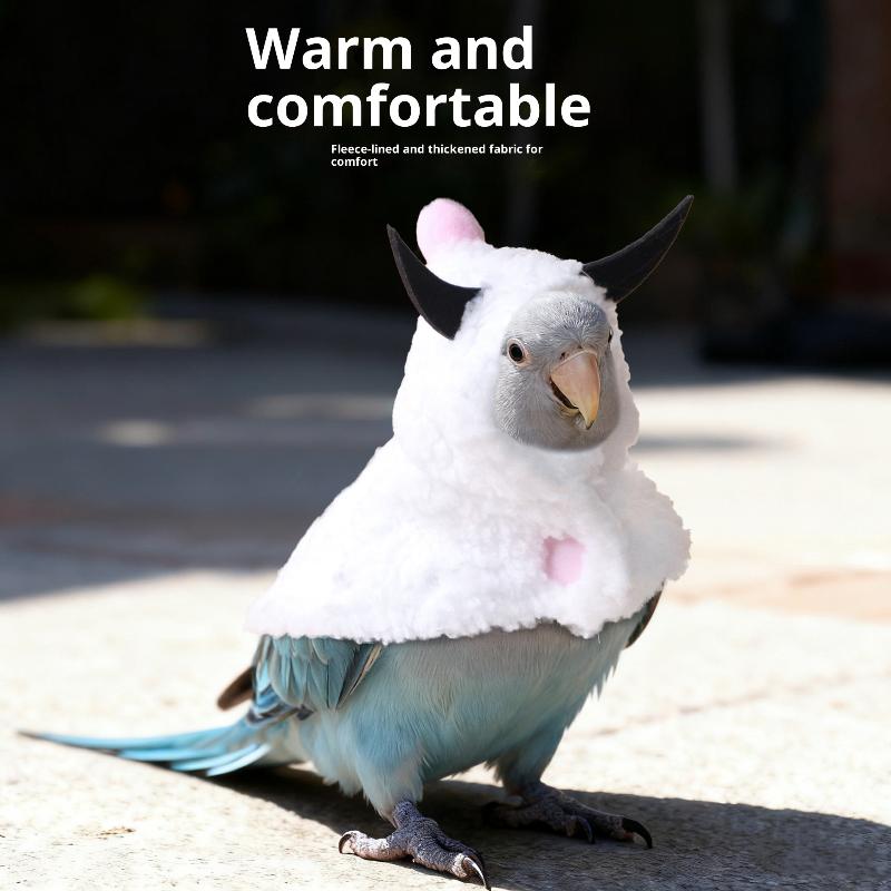 Fun Warm Bull Horn Bird Cloak Cover Keep Warm For Winter Go Out Costume Bird Warm Clothing Parrot Cloak Thickened Bird Clothes