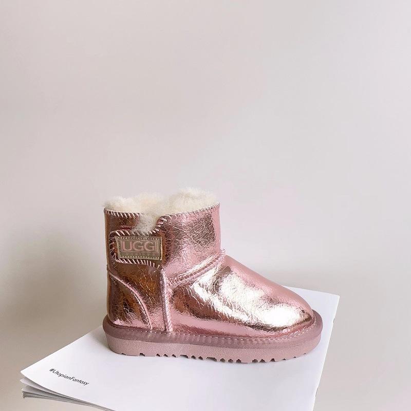 Children's Genuine Leather Snow Boots Sheepskin Fur Integrated Short Boots Waterproof Non-slip Cotton Shoes