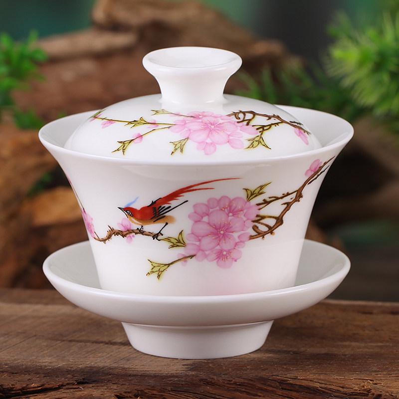 Gaiwan Teacup Set: Blue and White Ceramic with Lid, 120ml Capacity