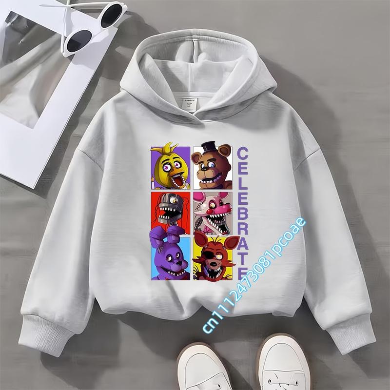Five Nights At Freddy's Kids Boys' Sportswear Girls' Casual Top Cartoon Print Autumn/Winter Long-Sleeve Children's Hooded Shirt
