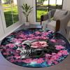 1pc Office Carpet Chair Mats Skull with Pink Flowers Circular Artwork Perfect for Decorating Office Chairss, Or Bedrooms.YDT482