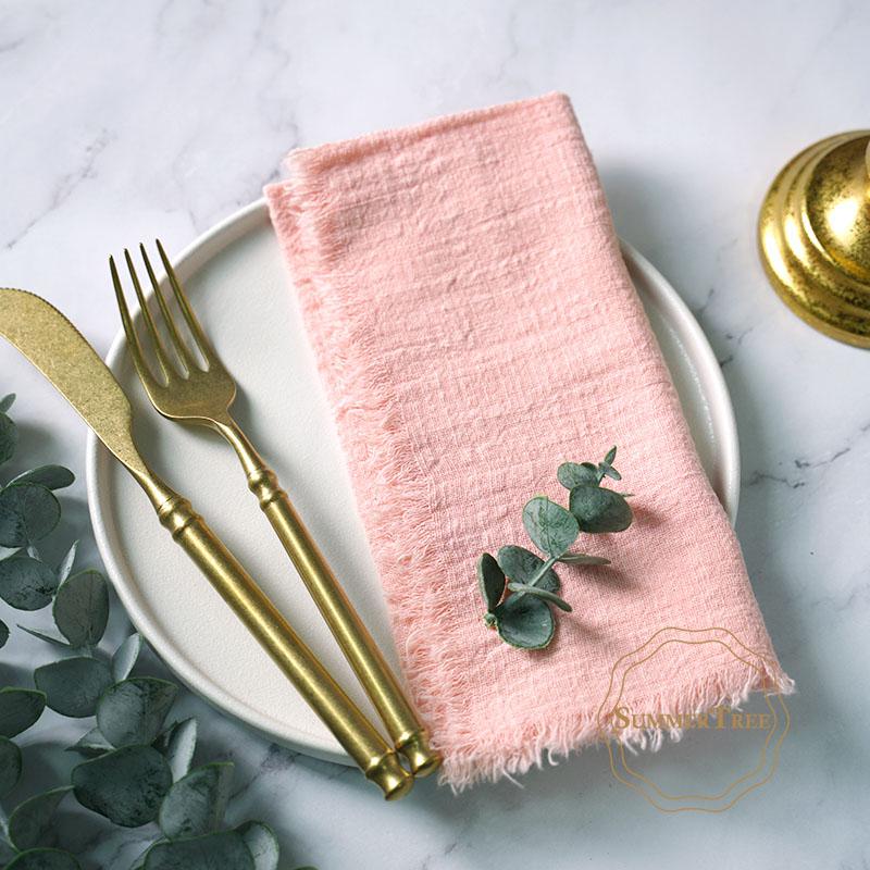 20PCS Napkins 41x41CM Cotton Cloth Gauze Retro Burr Rustic Kitchen Tea Towel Wedding Party Dinner Christmas Napkin Table Decor