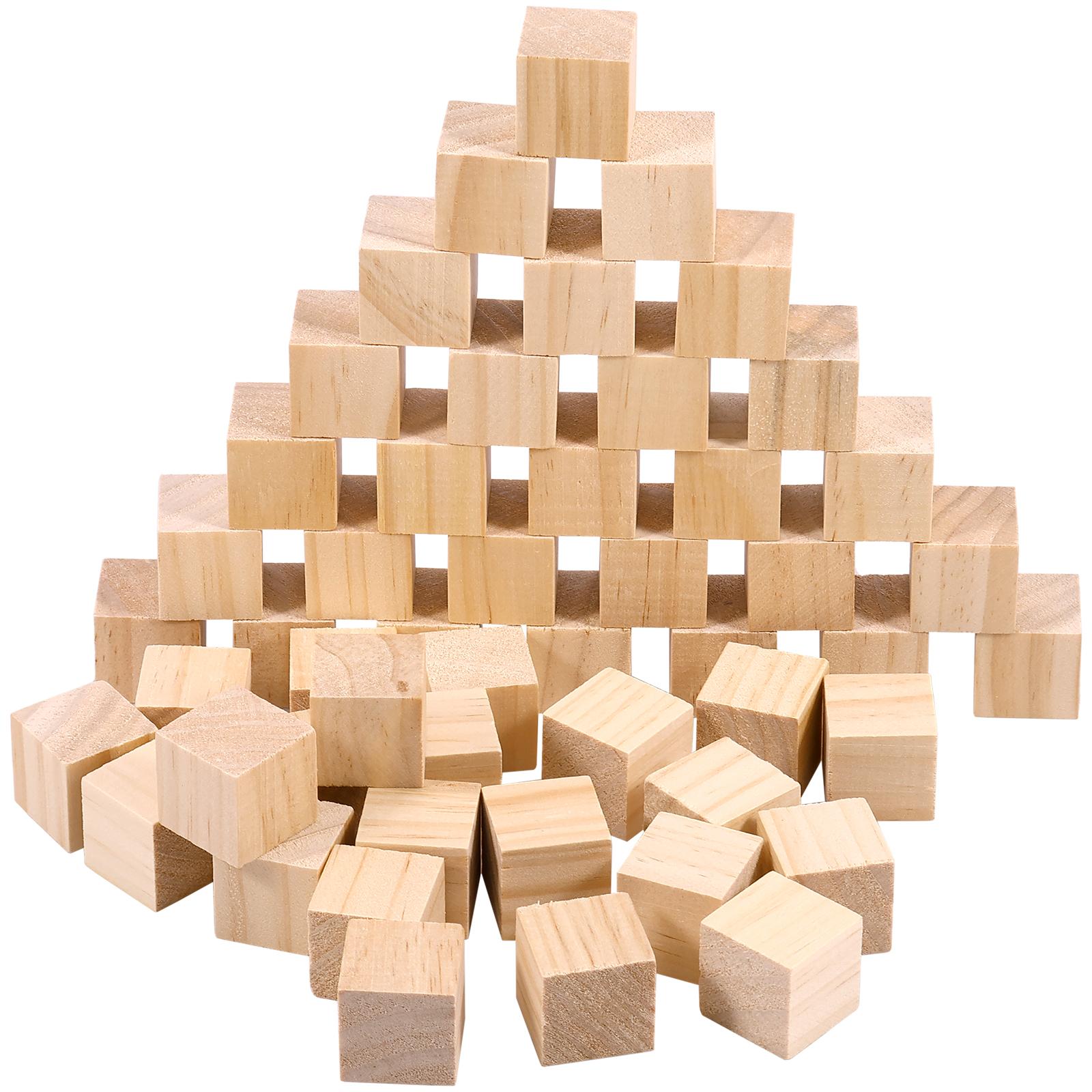 

50Pcs Unfinished Blank Mini DIY Wooden Square Blocks 1 Inch Wood Solid Cubes for Woodwork Craft Kids Toy Puzzle Making Material