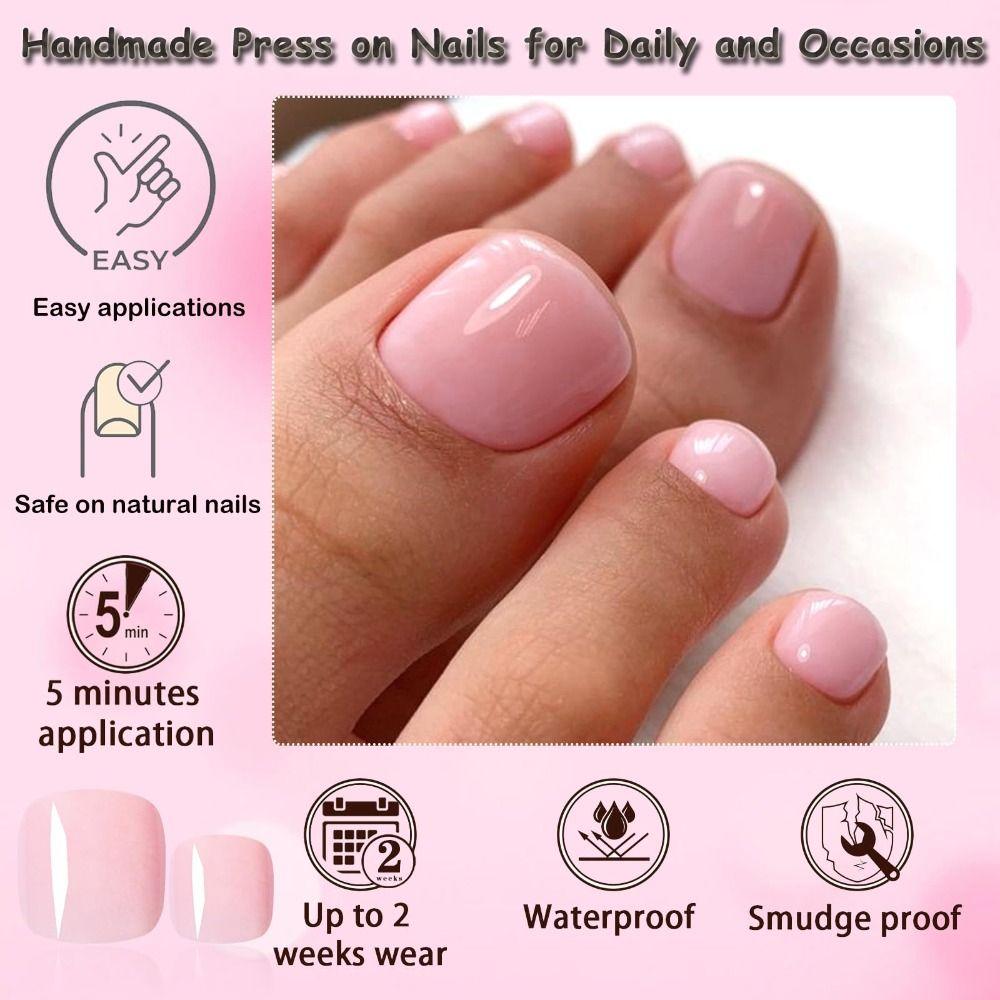 120Pcs Glossy Women Fake Toe Nails Nude Toe Nail Tips New Fake Toenails