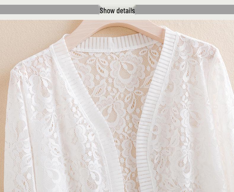 Peacock Lace Cardigan with Three-Quarter Sleeves