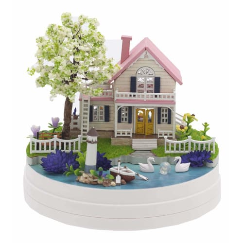 Yanoman Dollhouse Miniature: U Waterside Cottage 516-22 with Japanese Instructions and Self-Adhesive