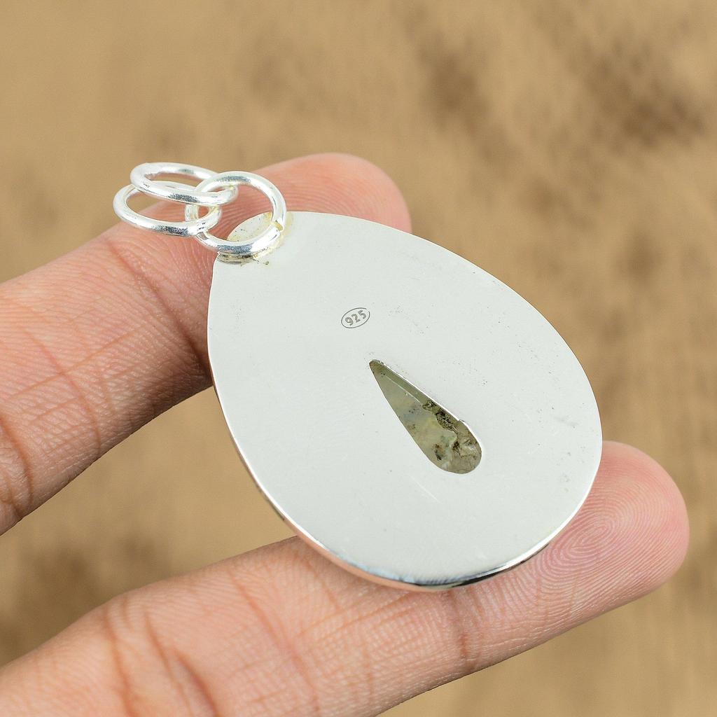 Womens day Deal 925 Silver Moss Prehnite Gemstone Mother Art Deco Trendy Pendant