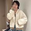 2025 Autumn-Winter Women's Patchwork Hooded Jacket: Loose Fit, Casual Zip-Up Petite Sweatshirt