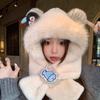 Polyester Material Winter Balaclava Windproof Hooded Scarf Set Warm Penguin Plush Hat  For Students
