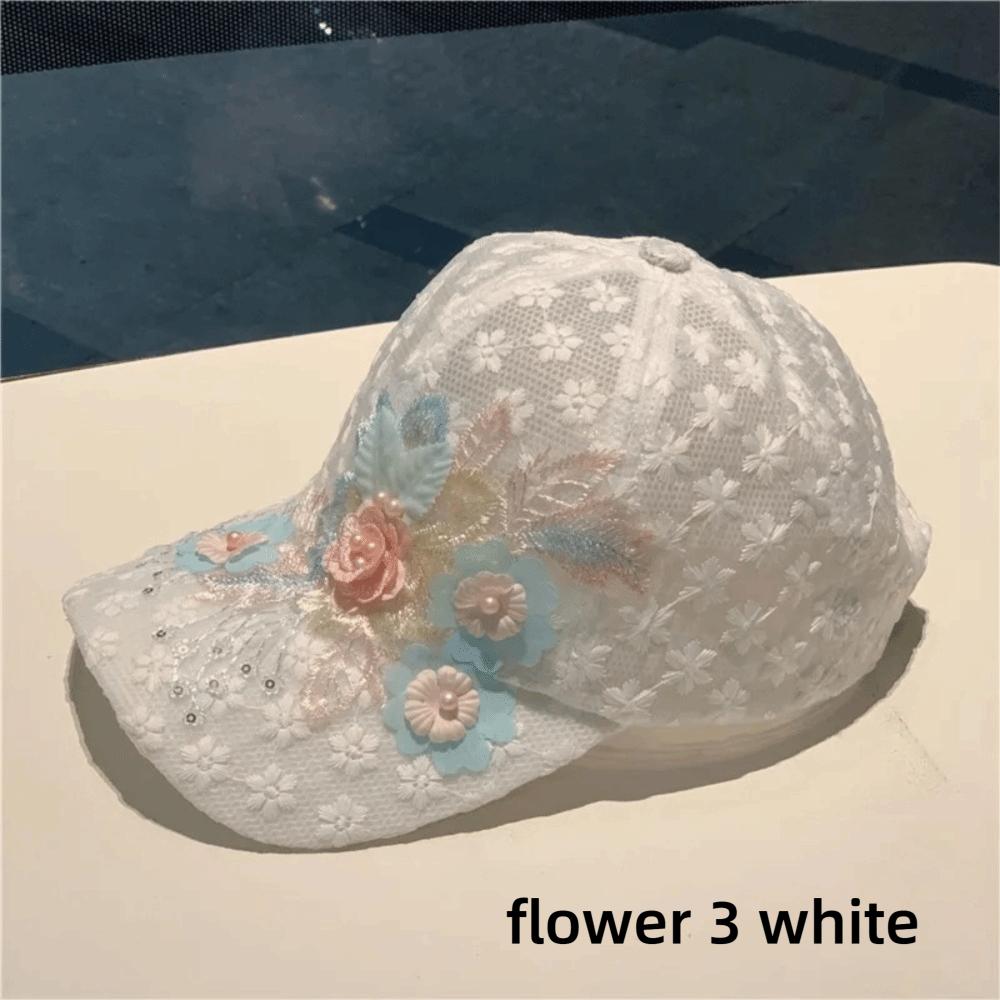 New Summer Lace Baseball Cap Embroidered Flowers Mesh Duck Tongue Hat Breathable Sunscreen Sunshade Hat for Women Girls