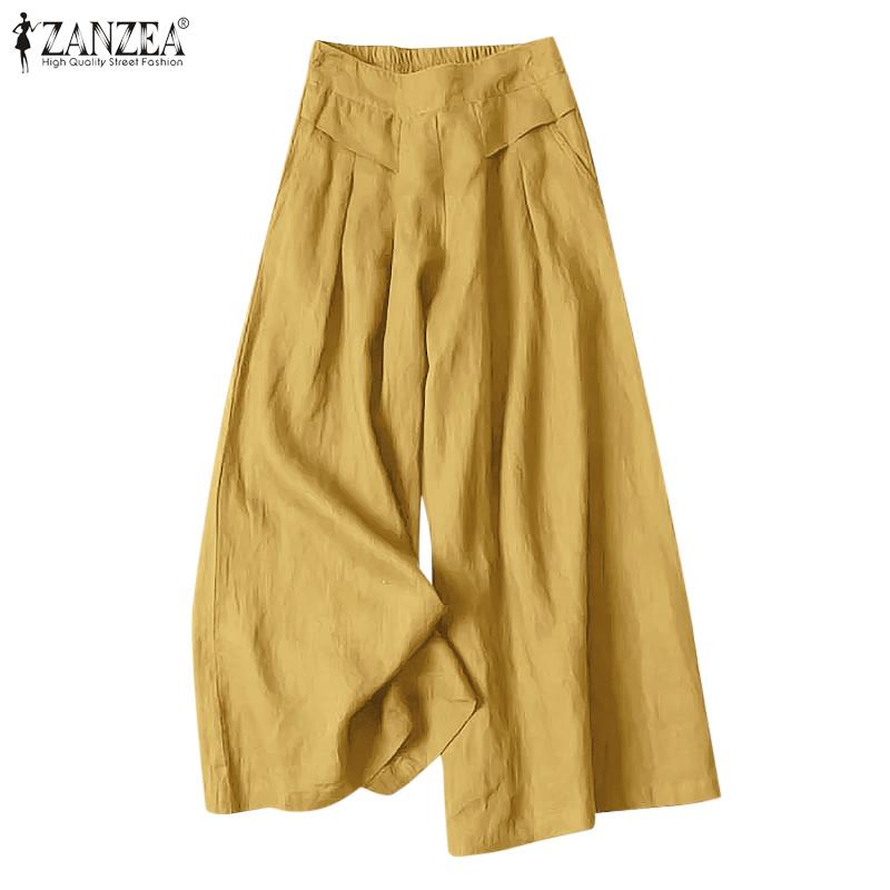 

ZANZEA Женские повседневные свободные летние брюки с эластичной резинкой на талии