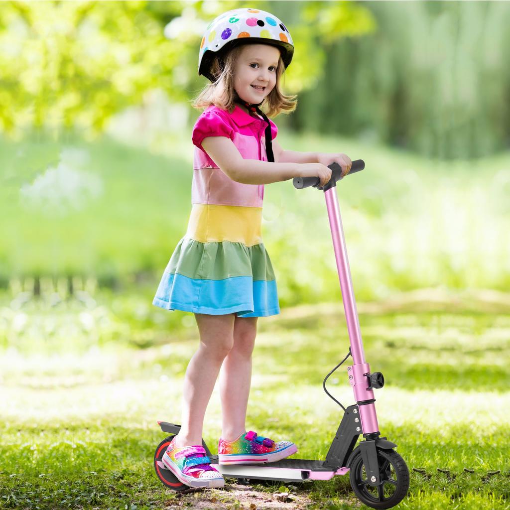 Monopattino elettrico da città 6,5'' per 6-12 anni 60Wh, max. 5-8 km, capacità di carico 50 kg, 14 km/h, monopattino cittadino pieghevole per bambini con illuminazione, EBS+freno a pedale