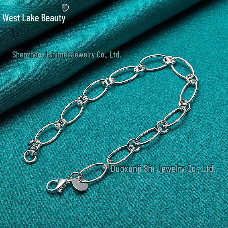 West Lake Silver Oval Circle Shrimp Buckle Bracelet