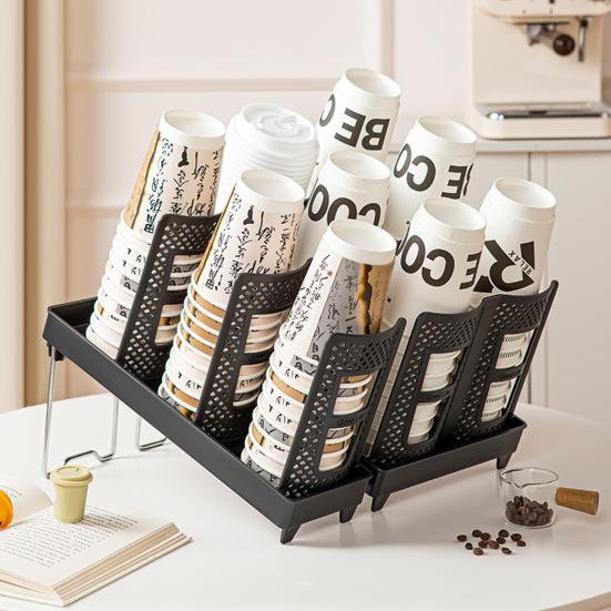 Adjustable Cup Holder Disposable Cup Dispenser with Removable Panels Living Room Drink Cup Organizer for Coffee Pods Straws
