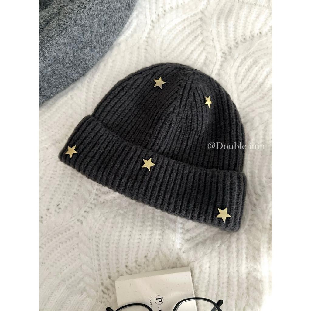 Ruth Hat Women's Winter Fashion Three-dimensional Star Knitted Wool Hat Women's Warm Pile Headhat Flap Cold Hat