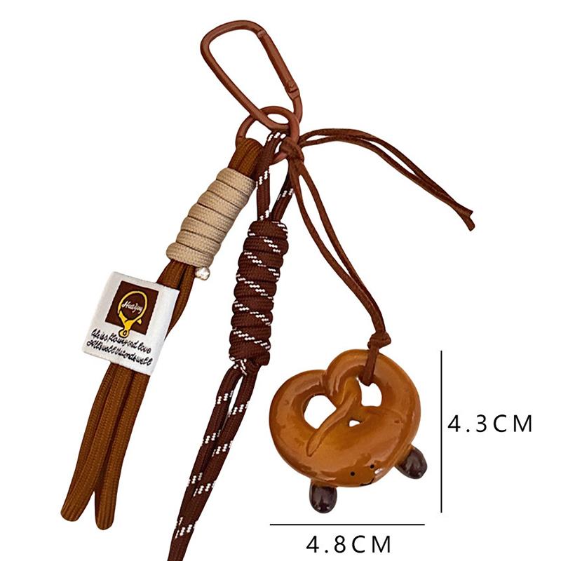 Kawaii Cartoon Bread Shaped Keychain Cute Pendant with Lanyard for Purse Bag Charm Party Favor for Children