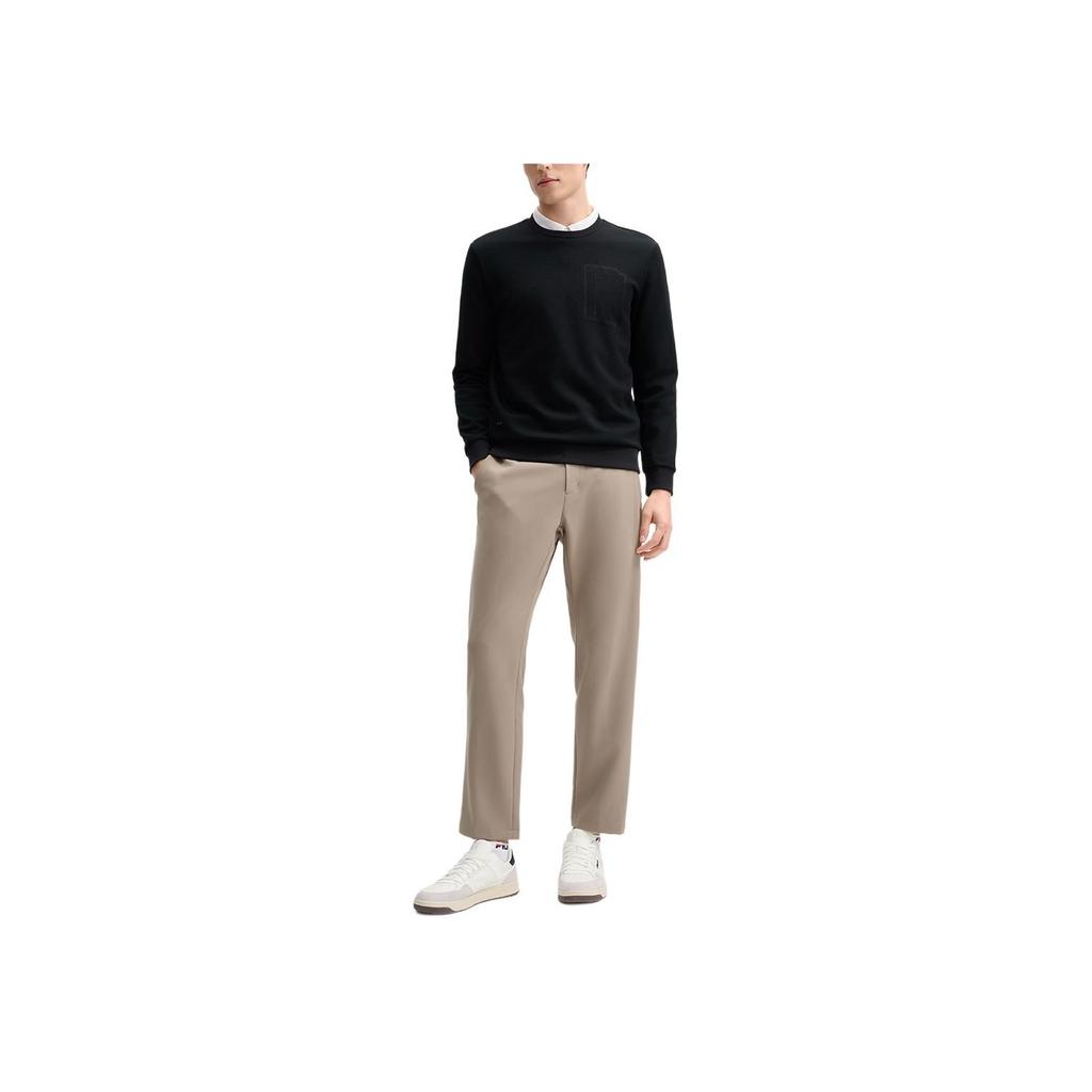 Fila Blue Series Business Round Neck Comfortable Long Sleeve Sweatshirt Men Sweatshirt Black F11M512207F-BK