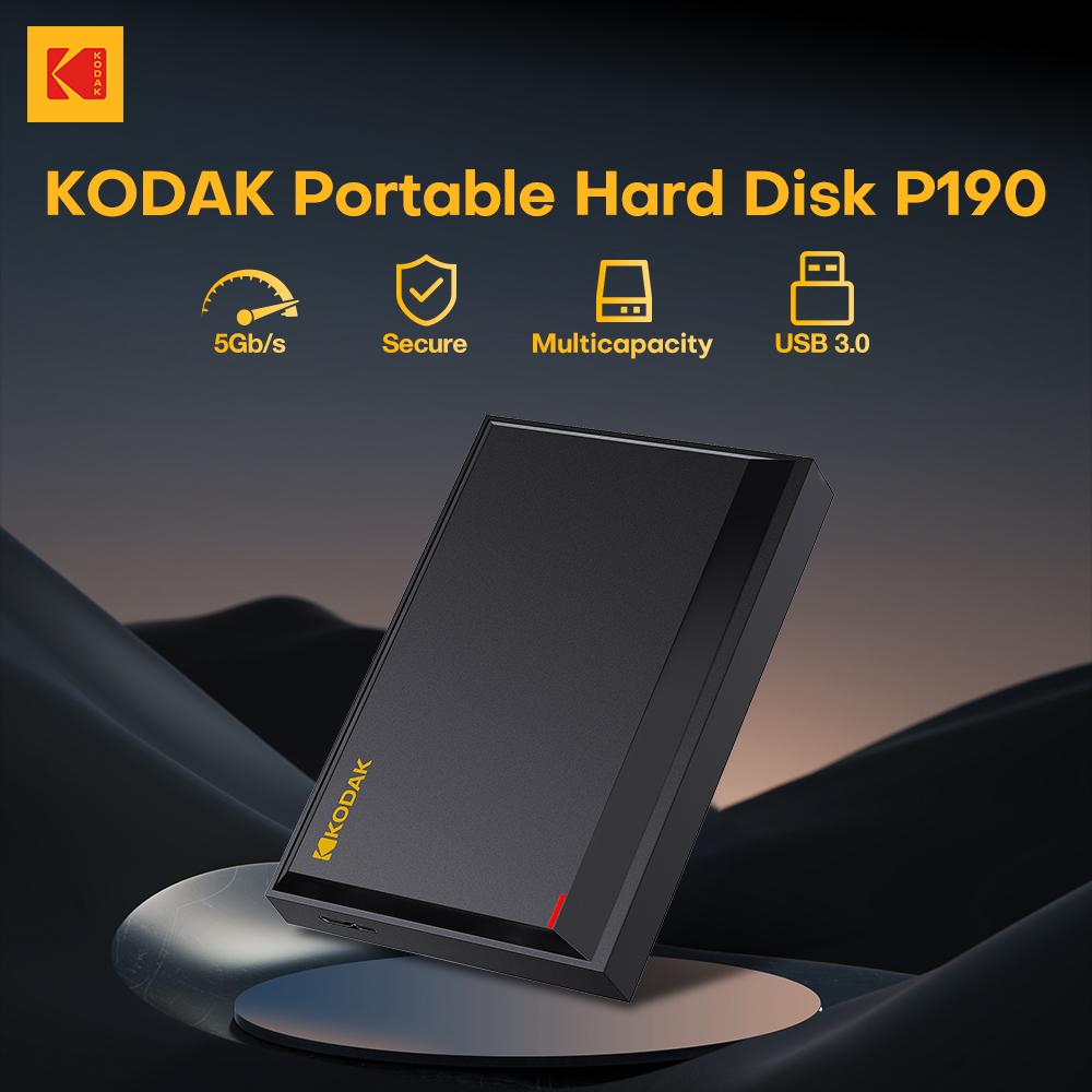 Kodak P190 Portable External Hard Drive HDD 500GB 1TB 2TB USB 3.0 Mechanical Mobile Disk for PC Laptop Gaming Storage