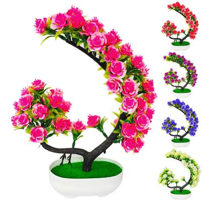 Artificial Rose Flower Tree Plant Potted Bonsai Garden Party Borddekorasjon