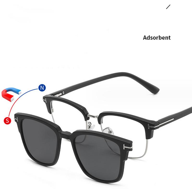 2373 New Retro Set Of Sunglasses For Men Women Square Frame Magnetic Clip Sun Glasses TR Frame -0.5 -1.0 -2 -2.5 -3.0 to -6