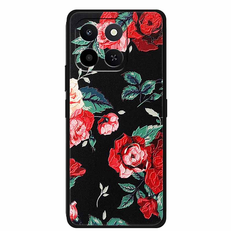 3D Lovely Phone Case For Honor X6C X 6C X6 C 6 C Soft Silicone TPU Protector For Huawei HonorX6C Relief Florals Shell Funda Capa