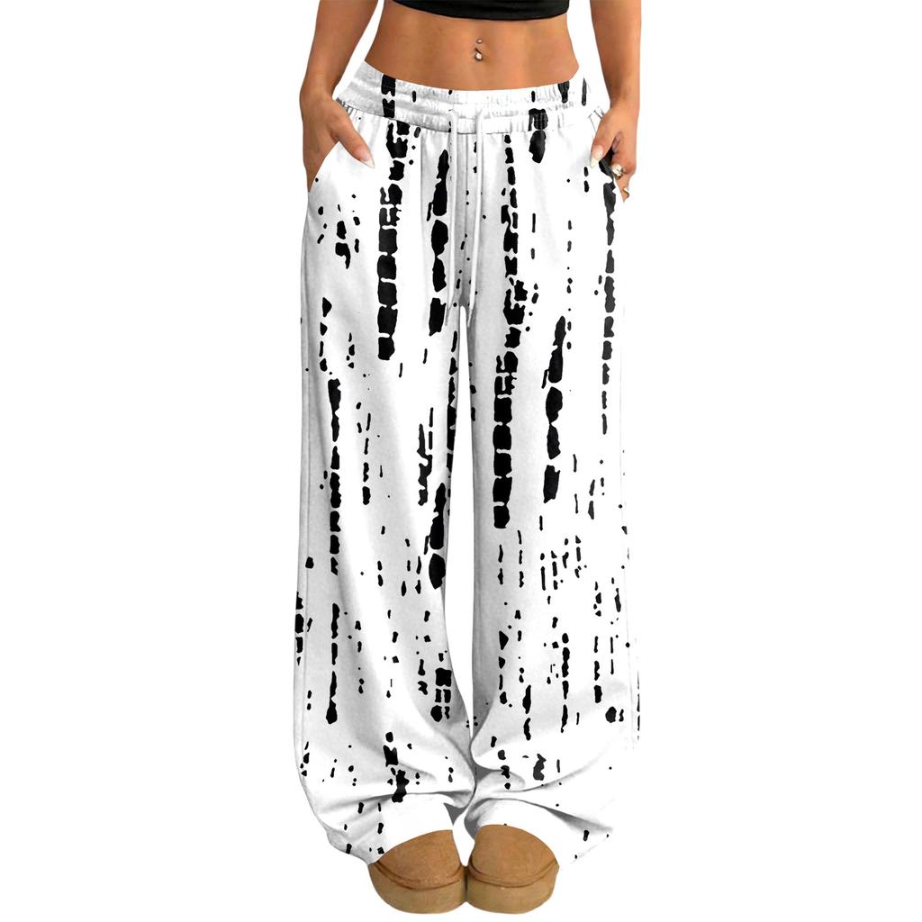 Damskie Codzienne i Modne Elastyczne Spodnie z Szerokimi Nogawkami