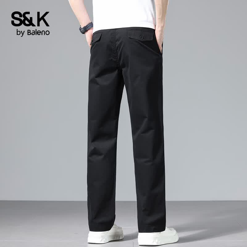 Baleno S&K Men's Pure Cotton Straight-Leg Casual Pants