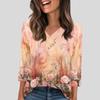Women's T Shirt Tee Button  3/4 Sleeve Tunic Daily Weekend Fashion Basic V- Neck Regular Top