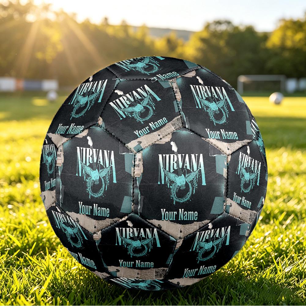 Nirvana Size 5 Football, Custom Name Text Personalized Soccer Ball Sport Training Gift