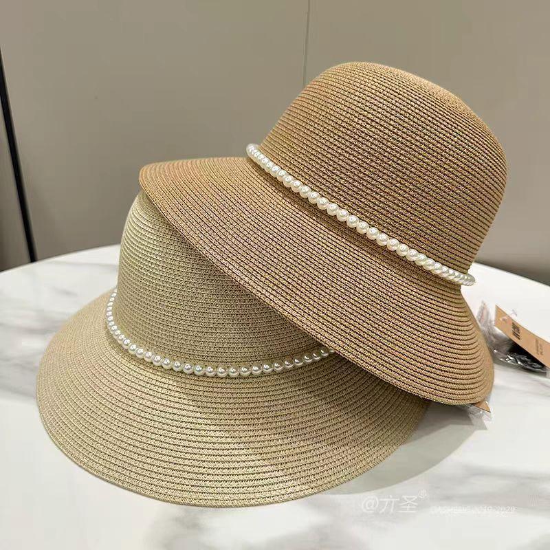 Xiaoxiangfeng Pearl Basin Hat Fashion Sunshade Big Eaves Bucket Hat Summer Outdoor Sun Hat Beach Hat Self-operated