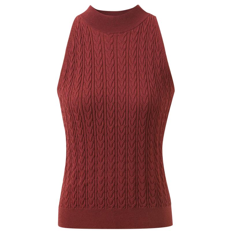 Sancai Sleeveless Halter Neck Twist Knit Sweater S