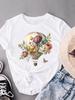 (Asian Size) Trend Plant Cute T-shirts O-neck Casual Clothing Fashion Female Women's Top Short Sleeve T Shirt Printed Graphic Tee